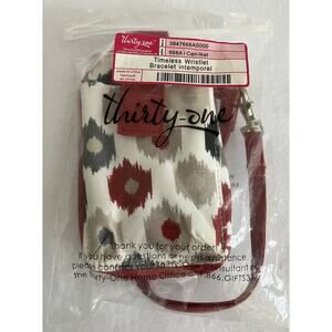 Womens thirty-one Timeless Wristlet Zip Around Purse Inside Pockets Red Multi
